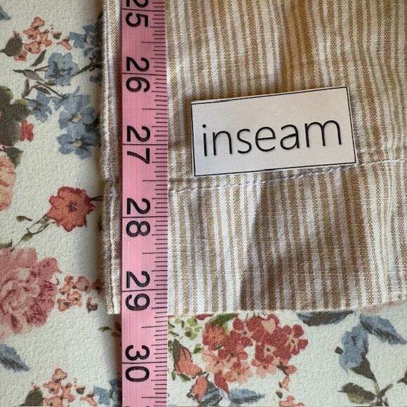 GAP Womens Linen Blend Khaki Striped Wide Leg Pants Size 10 Boho Coastal Beach - Picture 8 of 9